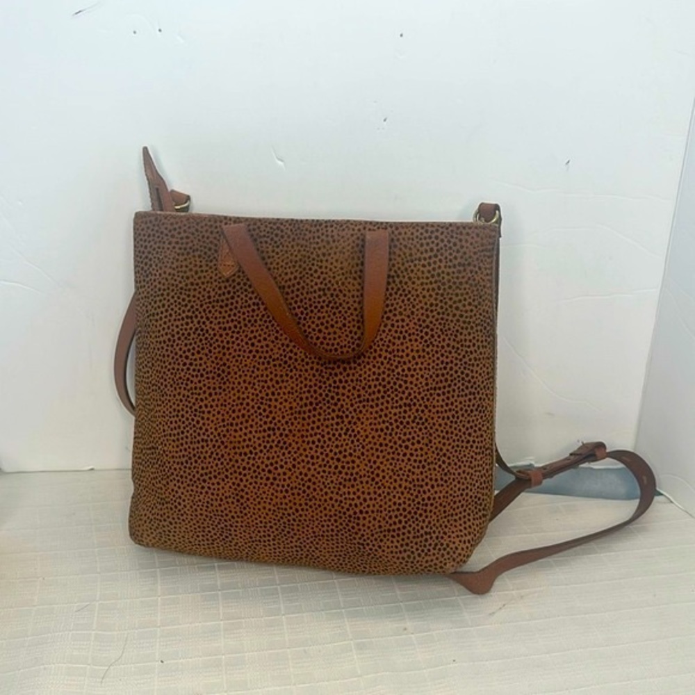 Madewell Tan Spotted Calf Tote Crossbody Bag